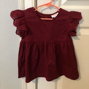 Cat & Jack Burgundy Flutter Sleeve Top, Sz. 3T